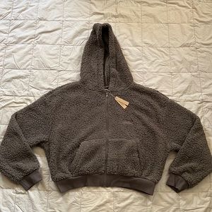 SKIMS TEDDY ZIP UP HOODIE